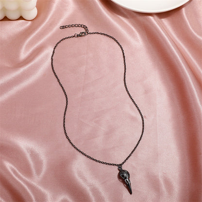 Black Crow Pendant Necklace, pendant necklace for women, dainty minimalist design, side view