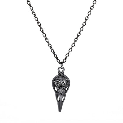 Black Crow Pendant Necklace, pendant necklace for women, dainty minimalist design, detail close-up