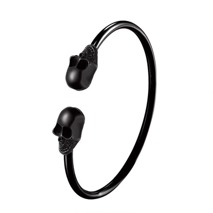 Rhodium Plated Skull Cuff, bracelet for women, dainty minimalist design, side view