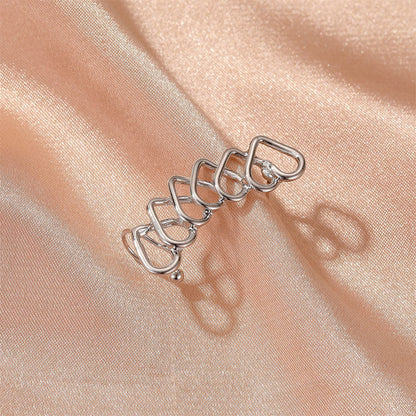 Silver-Plated Hearts Ear Climber, silver stud earrings for women, vintage-inspired design, side view