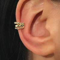 18k Gold-Plated Beaded Chain Layered Ear Cuff