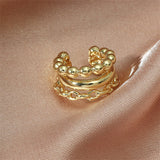 18k Gold-Plated Beaded Chain Layered Ear Cuff