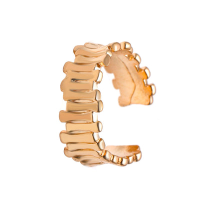 18K Gold-Plated Stacked Bar Ear Cuff, gold stud earrings for women, everyday style, side view