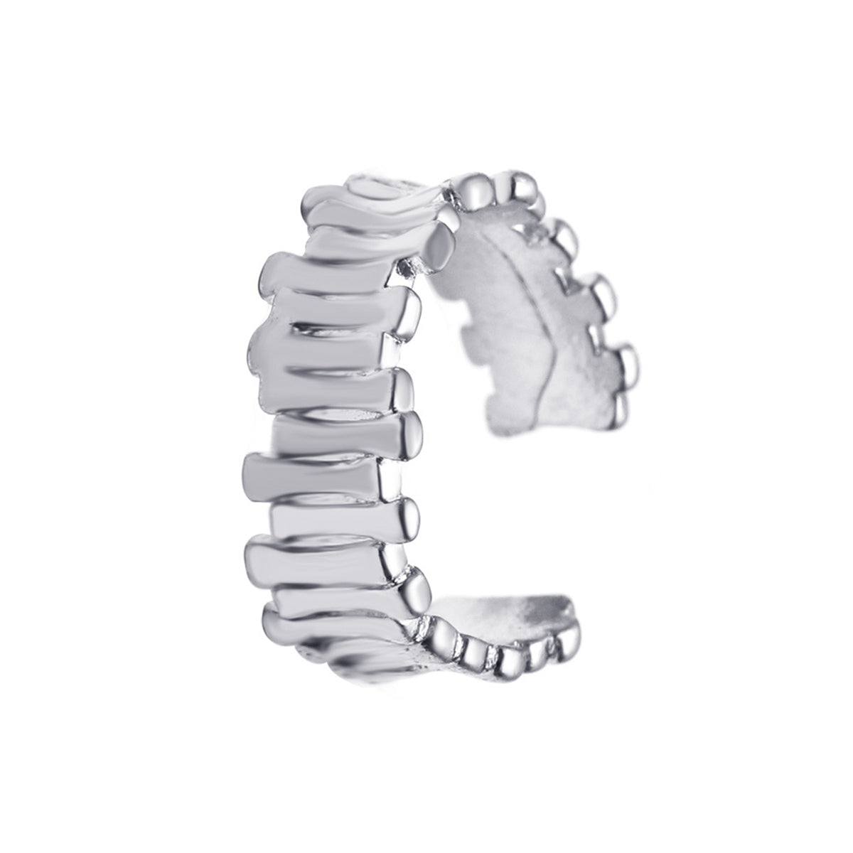 Silver-Plated Stacked Bar Ear Cuff, silver stud earrings for women, dainty minimalist design, side view