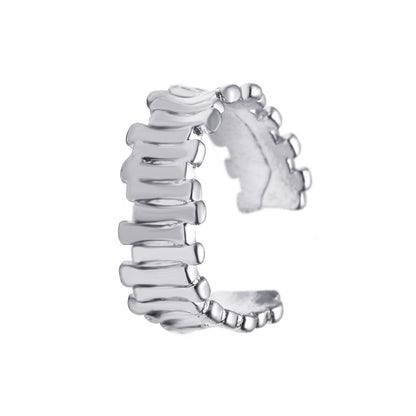 Silver-Plated Stacked Bar Ear Cuff, silver stud earrings for women, dainty minimalist design, side view