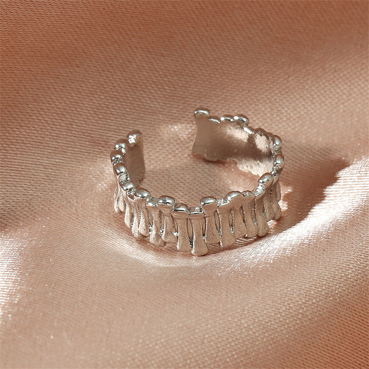 Silver-Plated Stacked Bar Ear Cuff, silver stud earrings for women, dainty minimalist design, detail close-up