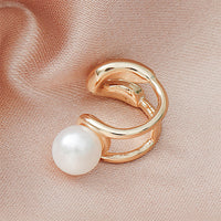 Pearl & 18k Gold-Plated Layered Ear Cuffs