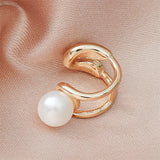 Pearl & 18k Gold-Plated Layered Ear Cuffs