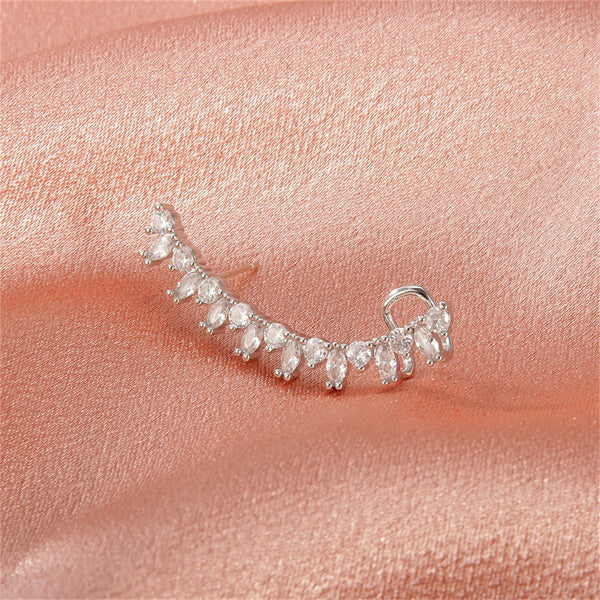 Crystal & Cubic Zirconia Silver-Plated Ear Climber