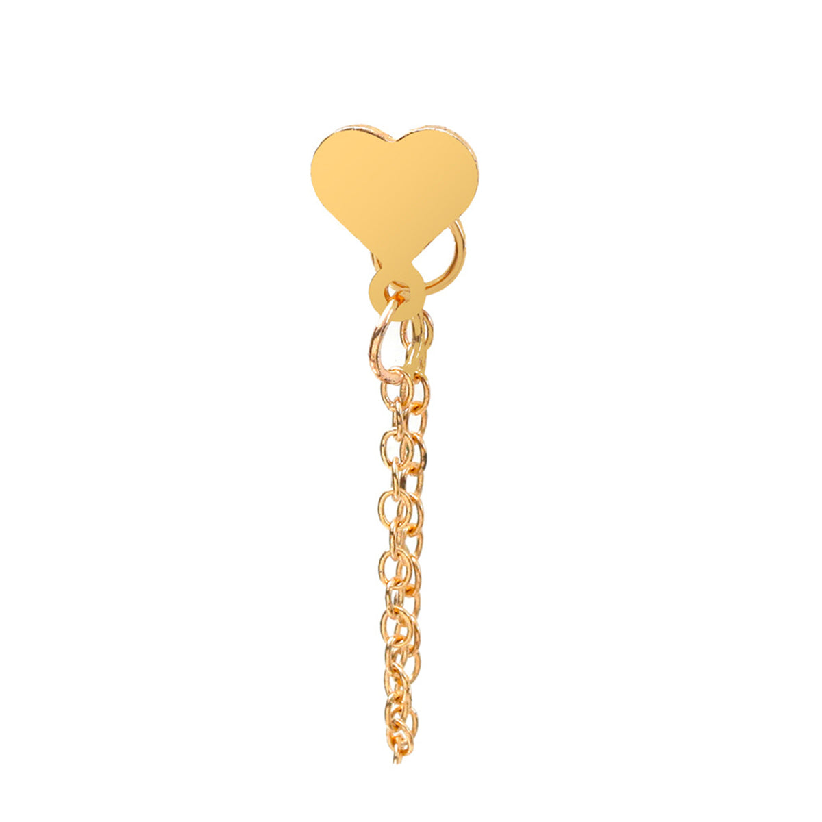 18K Gold-Plated Heart Chain Ear Jacket, gold drop earrings for women, vintage-inspired design, side view