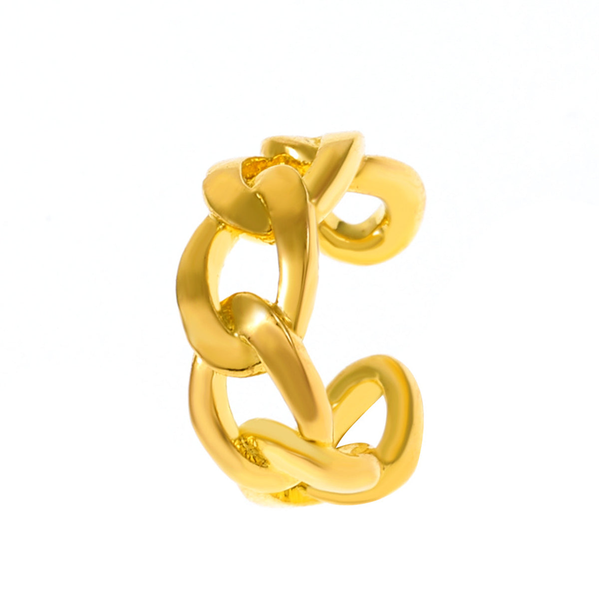 18K Gold-Plated Curb Chain Ear Cuff, gold stud earrings for women, dainty minimalist design, side view