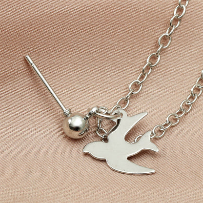 Acrylic and Silver-Plated Swallow Chain Ear Cuff, silver drop earrings for women, vintage-inspired design, detail close-up