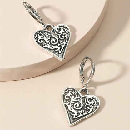 Silver-Plated Filigree Heart Huggie Earrings and Pendant Necklace, silver huggie earrings, everyday style, styled look