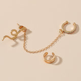 Clear Cubic Zirconia & 18k Gold-Plated Snake Chain Two-Piece Ear Cuff Set