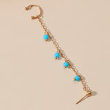 Blue Acrylic & 18k Gold-Plated Beaded Chain Ear Cuff