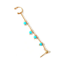 Blue Acrylic & 18k Gold-Plated Beaded Chain Ear Cuff