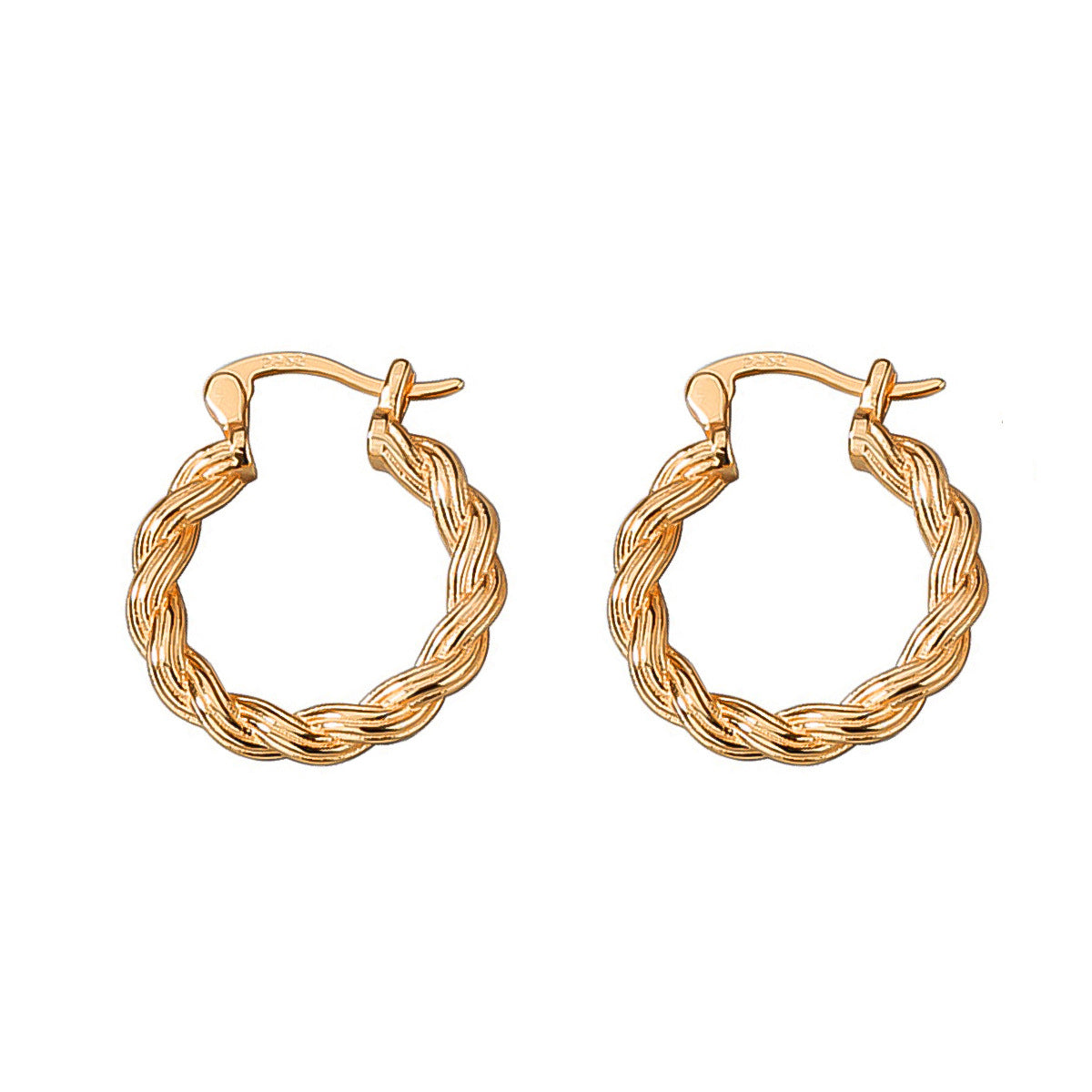 18K Gold-Plated Twisted Huggie Earrings, gold huggie earrings, dainty minimalist design, lifestyle look