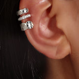 Cubic Zirconia & Silver-Plated Rhombus-Cut Layered Ear Cuff