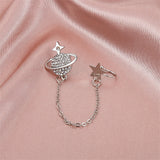 Cubic Zirconia & Silver-Plated Star Planet Ear Cuff