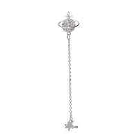Cubic Zirconia & Silver-Plated Star Planet Ear Cuff