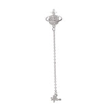 Cubic Zirconia & Silver-Plated Star Planet Ear Cuff