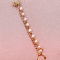 Cubic Zirconia & Pearl 18k Gold-Plated Butterfly Chain Ear Cuff