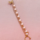 Cubic Zirconia & Pearl 18k Gold-Plated Butterfly Chain Ear Cuff