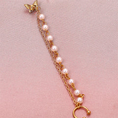 Cubic Zirconia & Pearl 18K Gold-Plated Butterfly Chain Ear Cuff
