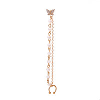 Cubic Zirconia & Pearl 18k Gold-Plated Butterfly Chain Ear Cuff