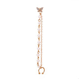 Cubic Zirconia & Pearl 18k Gold-Plated Butterfly Chain Ear Cuff