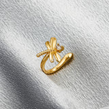 Cubic Zirconia & 18k Gold-Plated Dragonfly Ear Cuff