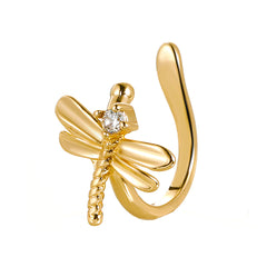 Cubic Zirconia & 18K Gold-Plated Dragonfly Ear Cuff