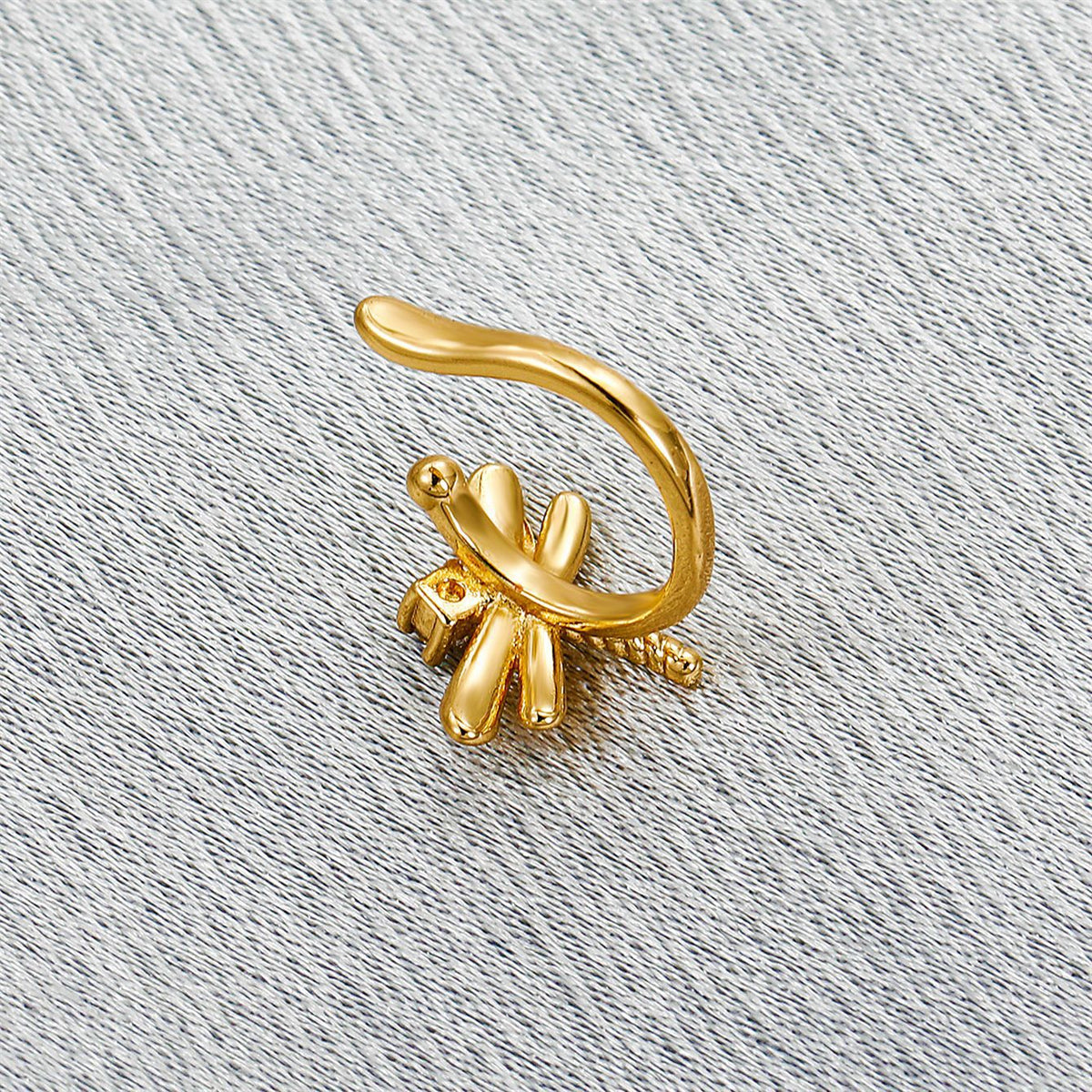 Cubic Zirconia & 18K Gold-Plated Dragonfly Ear Cuff