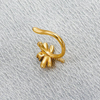 Cubic Zirconia & 18k Gold-Plated Dragonfly Ear Cuff