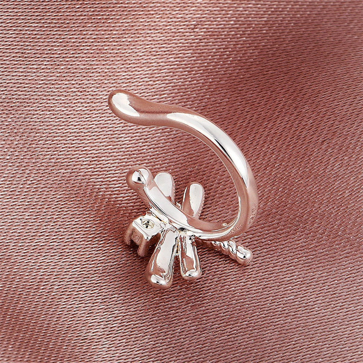 Cubic Zirconia and Silver-Plated Dragonfly Ear Cuff, silver stud earrings for women, everyday style, detail close-up