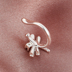Cubic Zirconia & Silver-Plated Dragonfly Ear Cuff