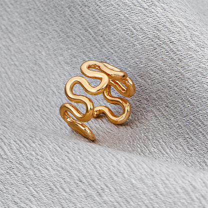 18K Gold-Plated Snake Ear Cuff, gold stud earrings for women, elegant gift for her, lifestyle look