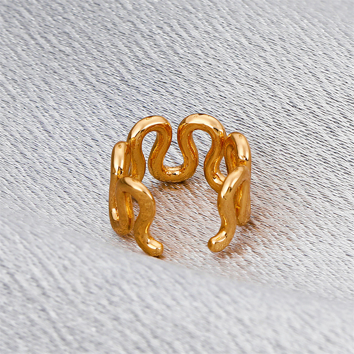 18K Gold-Plated Snake Ear Cuff, gold stud earrings for women, elegant gift for her, detail close-up