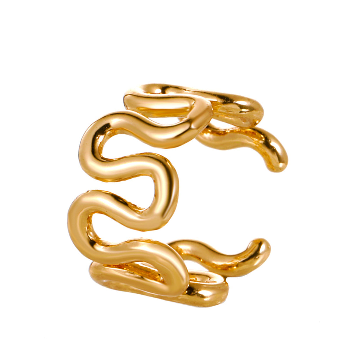 18K Gold-Plated Snake Ear Cuff, gold stud earrings for women, elegant gift for her, side view