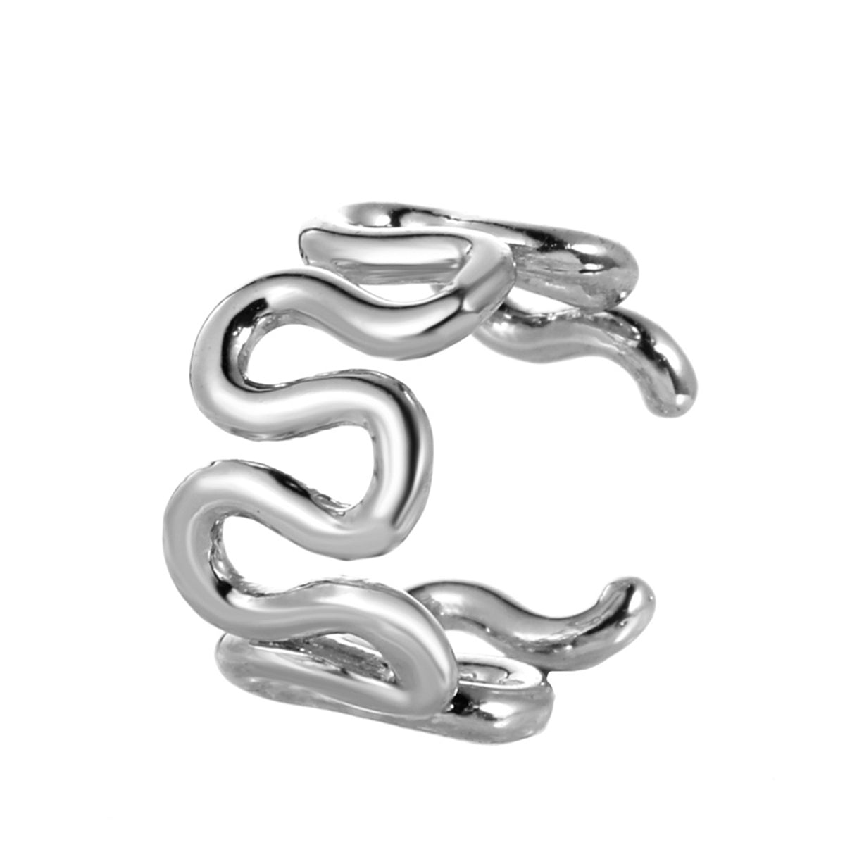 Silver-Plated Snake Ear Cuff, silver stud earrings for women, dainty minimalist design, side view