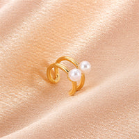 Pearl & 18k Gold-Plated Layered Ear Cuffs