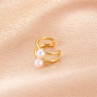 Pearl & 18k Gold-Plated Layered Ear Cuffs