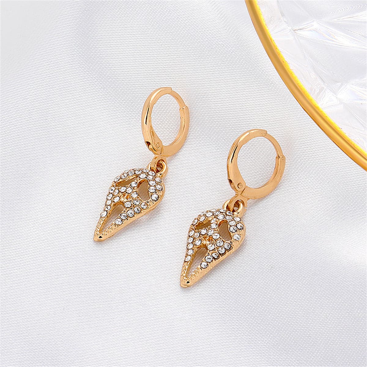Cubic Zirconia and 18K Gold-Plated Screaming Ghost Drop Earrings, gold huggie earrings, everyday style, lifestyle look