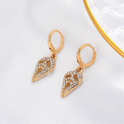 Cubic Zirconia and 18K Gold-Plated Screaming Ghost Drop Earrings, gold huggie earrings, everyday style, lifestyle look