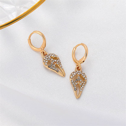 Cubic Zirconia and 18K Gold-Plated Screaming Ghost Drop Earrings, gold huggie earrings, everyday style, detail close-up