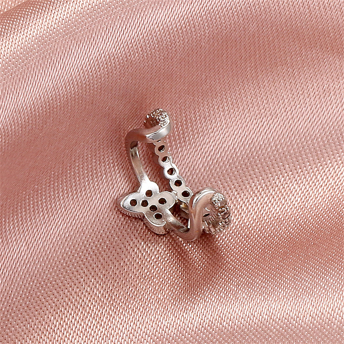 Cubic Zirconia and Silver-Plated Butterfly Layered Ear Cuffs, silver stud earrings for women, lifestyle look
