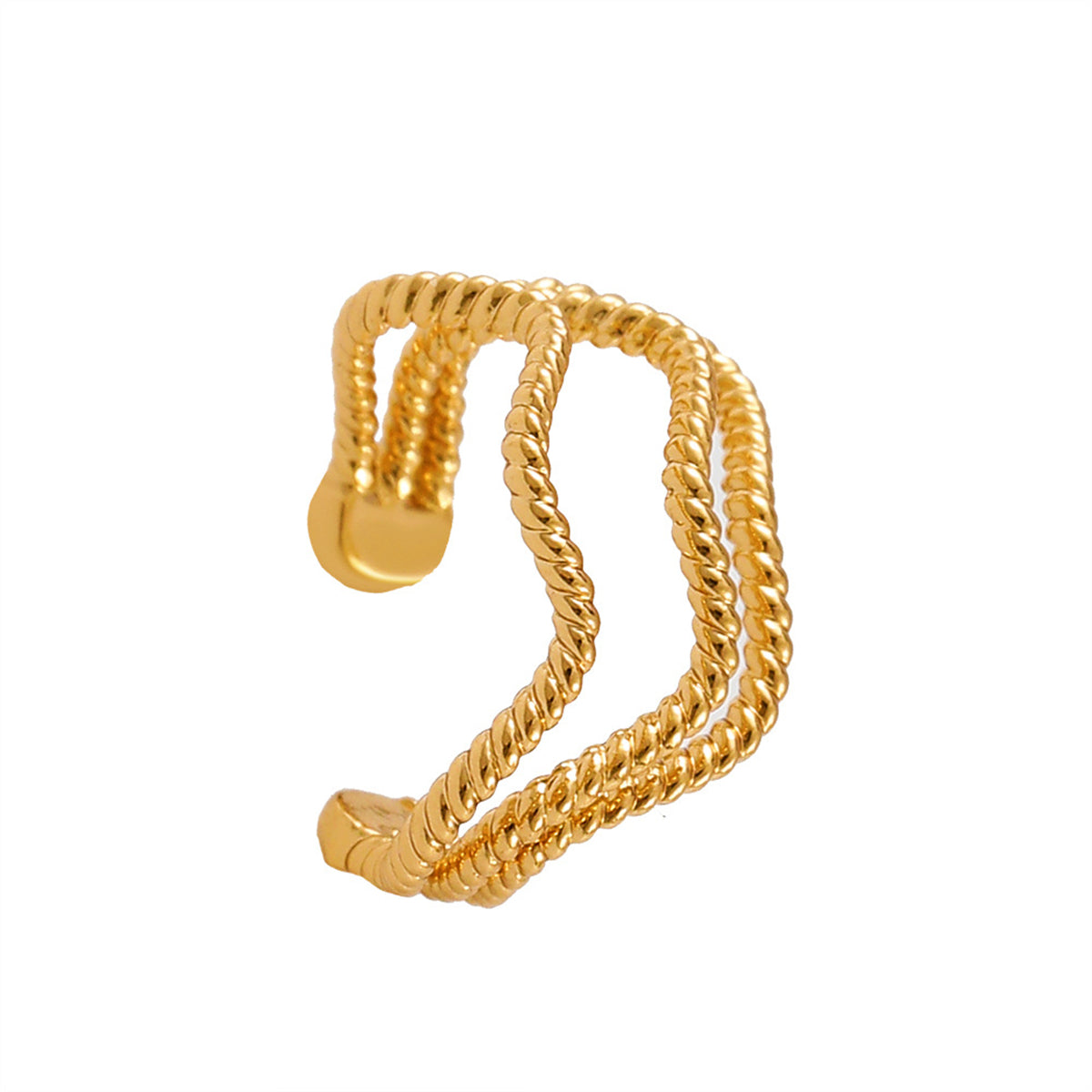 18K Gold-Plated Twine Layered Ear Cuff, gold stud earrings for women, botanical inspired, side view