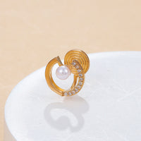 Cubic Zirconia & Pearl 18k Gold-Plated Round Ear Cuff