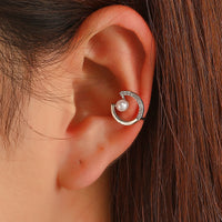 Cubic Zirconia & Pearl Silver-Plated Round Ear Cuff