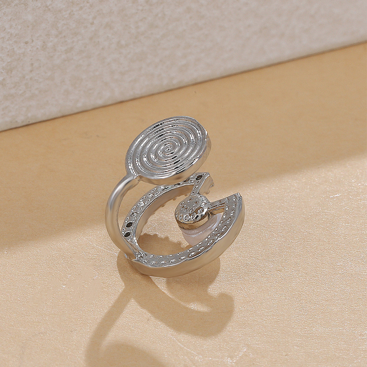 Cubic Zirconia and Pearl Silver-Plated Round Ear Cuff, silver stud earrings for women, everyday style, styled look